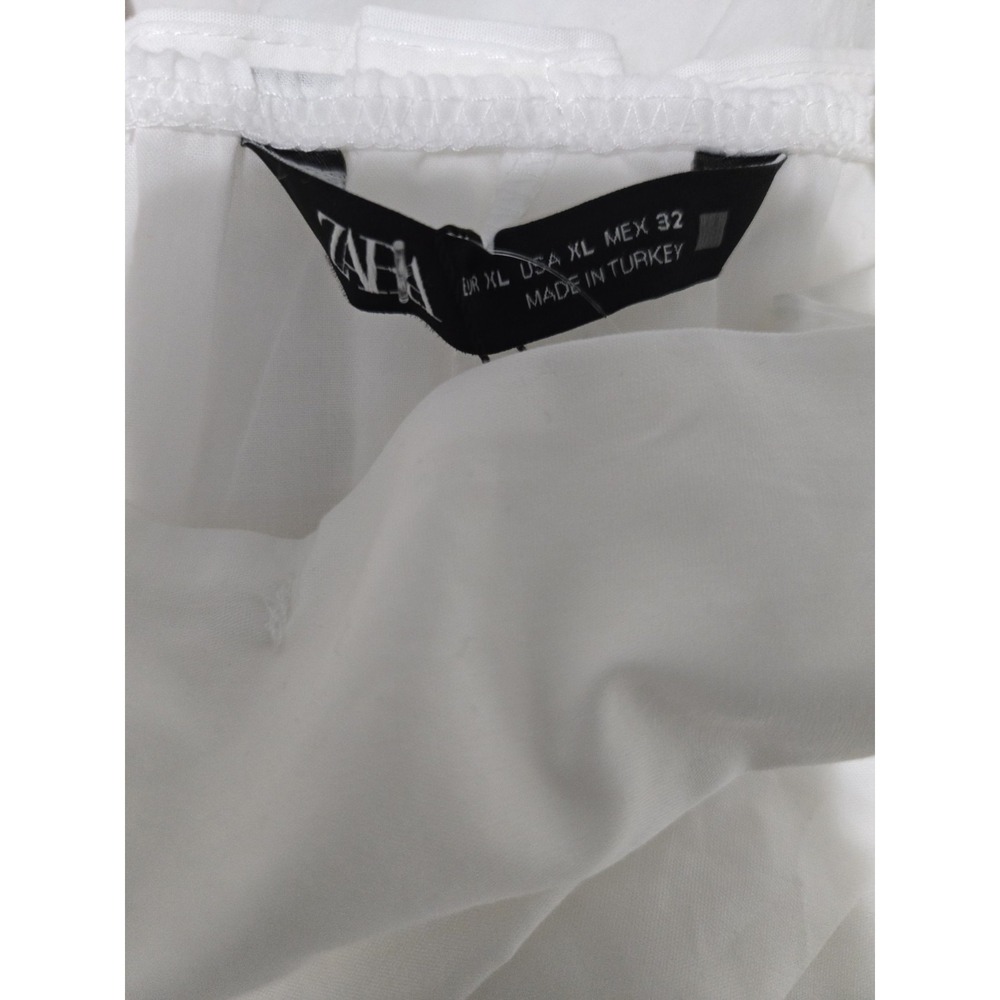 Zara Gathered Poplin Top White Size XL NWOT - Picture 6 of 10